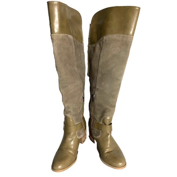 Mark Fisher - brown leather & suede riding tall style boots, side buckle 7M - Picture 1 of 3